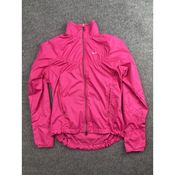 Nike Jacket Womens Small Pink Fit Storm Running Windbreaker Full Zip Athletic - Picture 1 of 7